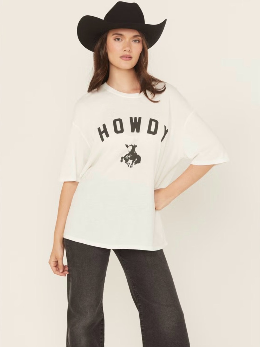 Z Supply diamond cross ranch White HOWDY Graphic Tee with Black Print